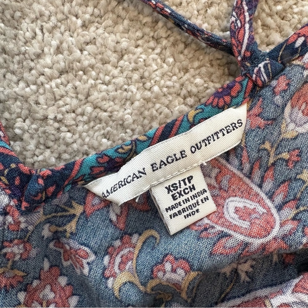 American Eagle Paisley Print Casual Maxi Dress with Slit Size XS - Picture 7 of 10